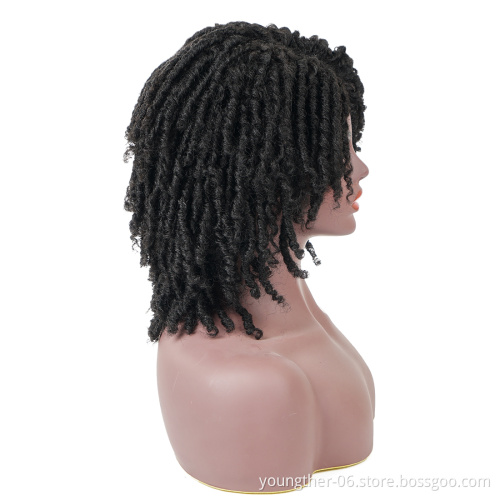 Wholesale Synthetic Hair Wigs for Black Women African Short Dreadlocks Wig Faux Locs Crochet Hair Braided Wigs